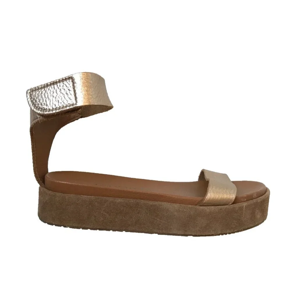 Pedro Garcia Genar Platform Sandals Womens 39 Brown Copper Suede Leather Shoes - Picture 1 of 13